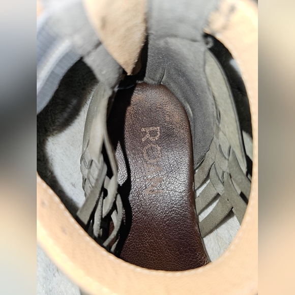 Roan Flat Distressed Gray Gladiator Sandals with Ankle Straps Size 9 - Picture 3 of 9